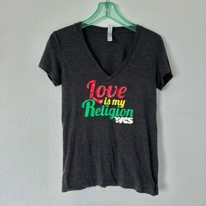 Medium black t-shirt “Love is my religion”